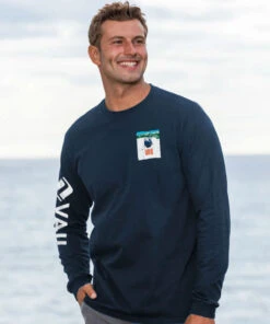 Vail Resort Chairlift - Navy Long Sleeve Crewneck T-Shirt -Crazy Shirts Sale Store 2013235 1A