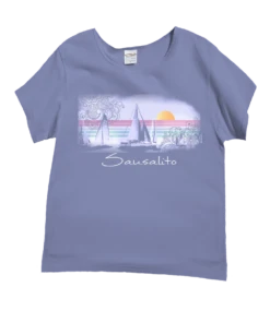 Sunsets And Sailboats - Lavender Dyed Short Sleeve Scoop Neck T-Shirt