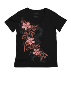 Pupukea Falls - Jet Black Short Sleeve Pima V-Neck T-Shirt