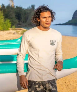 Pineapple Pickup - Coconut Dyed Long Sleeve Crewneck T-Shirt -Crazy Shirts Sale Store 2013353 1A