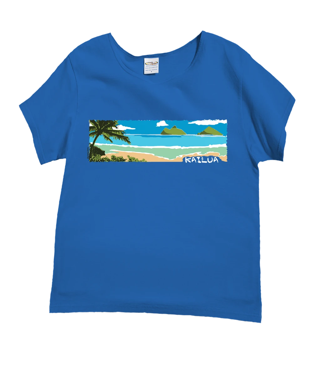 Windward Kailua - Blue Hawaii Dyed Short Sleeve Scoop Neck T-Shirt 1 Windward Kailua - Blue Hawaii Dyed Short Sleeve Scoop Neck T-Shirt