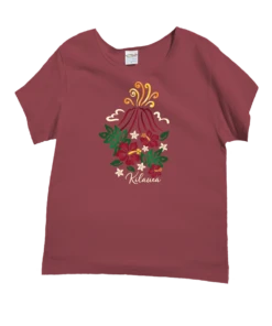 Kilauea Bloom - Paradise Red Dyed Short Sleeve Scoop Neck T-Shirt