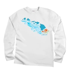 Island Tides - White Long Sleeve Crewneck T-Shirt