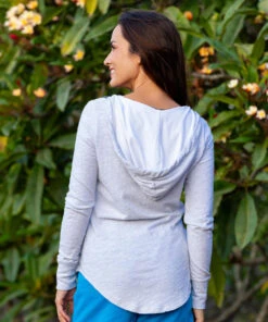 Coastal Beauty - White Gray Heather Long Sleeve Harmony Hooded T -Crazy Shirts Sale Store 2013798 1A