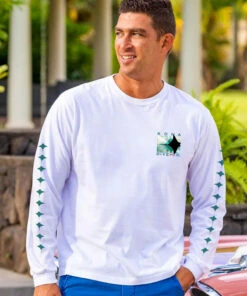 Kona Dive Company Blur - White Long Sleeve Crewneck T-Shirt -Crazy Shirts Sale Store 2013811 1A