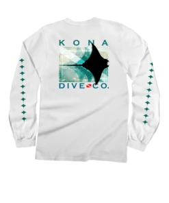 Kona Dive Company Blur - White Long Sleeve Crewneck T-Shirt