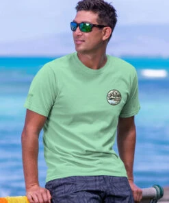 Poipu Beach Cruisin - Key Lime Dyed Short Sleeve Crewneck T-Shirt -Crazy Shirts Sale Store 2013813 1A
