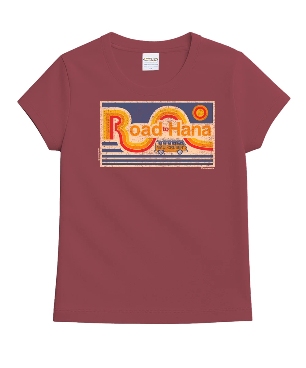 Volkswagen Hana Cruisin - Paradise Red Dyed Short Sleeve Crewneck T-Shirt 1 Volkswagen Hana Cruisin - Paradise Red Dyed Short Sleeve Crewneck T-Shirt