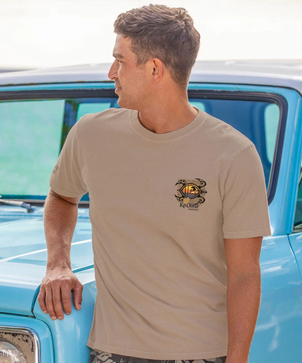 Koolina Honu Sunset - Kona Coffee Dyed Short Sleeve Crewneck T-Shirt 3 Koolina Honu Sunset - Kona Coffee Dyed Short Sleeve Crewneck T-Shirt - Image 3