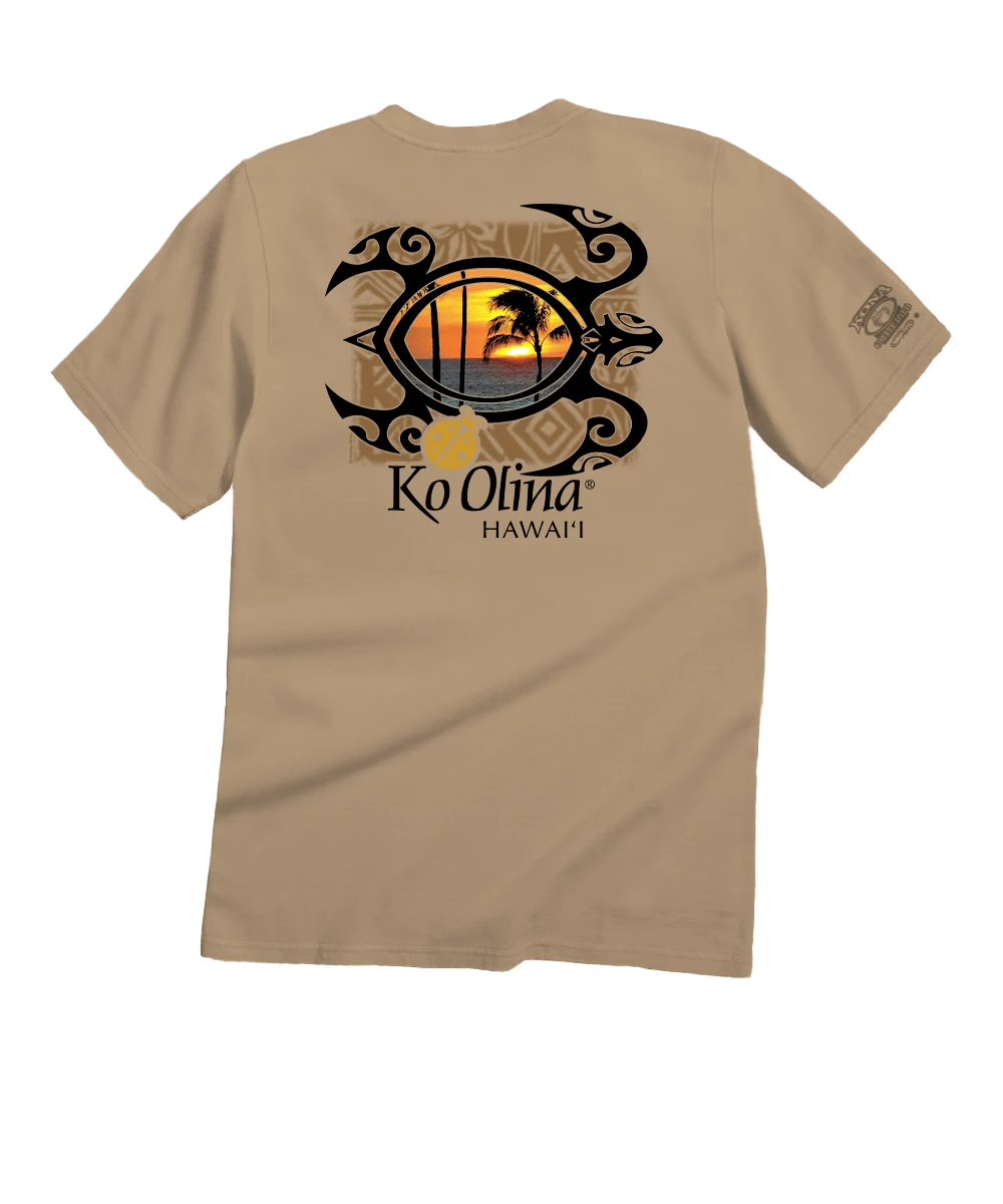 Koolina Honu Sunset - Kona Coffee Dyed Short Sleeve Crewneck T-Shirt 1 Koolina Honu Sunset - Kona Coffee Dyed Short Sleeve Crewneck T-Shirt