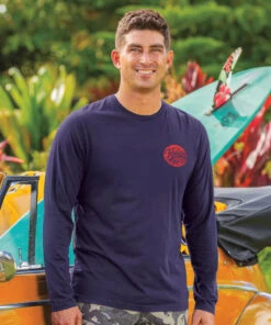Around Kailua - Indigo Long Sleeve Pima T-Shirt -Crazy Shirts Sale Store 2013995 1A