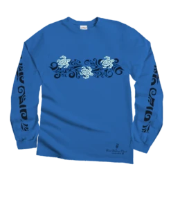Tribal Honu Band - Blue Hawaii Dyed Long Sleeve Crewneck T-Shirt