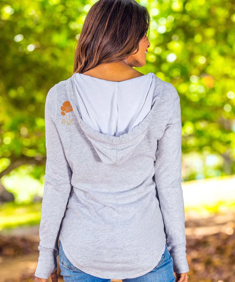 Laguna Beach Retro - White Gray Heather Long Sleeve Harmony Hooded T 3 Laguna Beach Retro - White Gray Heather Long Sleeve Harmony Hooded T - Image 3