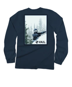 Vail Resort Vail Powder - Navy Long Sleeve Crewneck T-Shirt