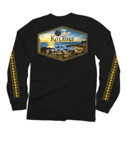 Koolina Lagoon Sunset - Black Long Sleeve Crewneck T-Shirt