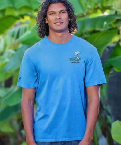 Palm Springs Style - Blue Hawaii Dyed Short Sleeve Crewneck T-Shirt -Crazy Shirts Sale Store 2014485 1A