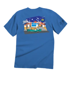 Palm Springs Style - Blue Hawaii Dyed Short Sleeve Crewneck T-Shirt