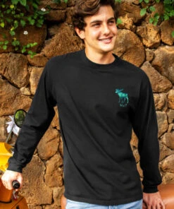 Mooooose - Black Long Sleeve Crewneck T-Shirt 6 Mooooose - Black Long Sleeve Crewneck T-Shirt -Crazy Shirts Sale Store 2014572 1A