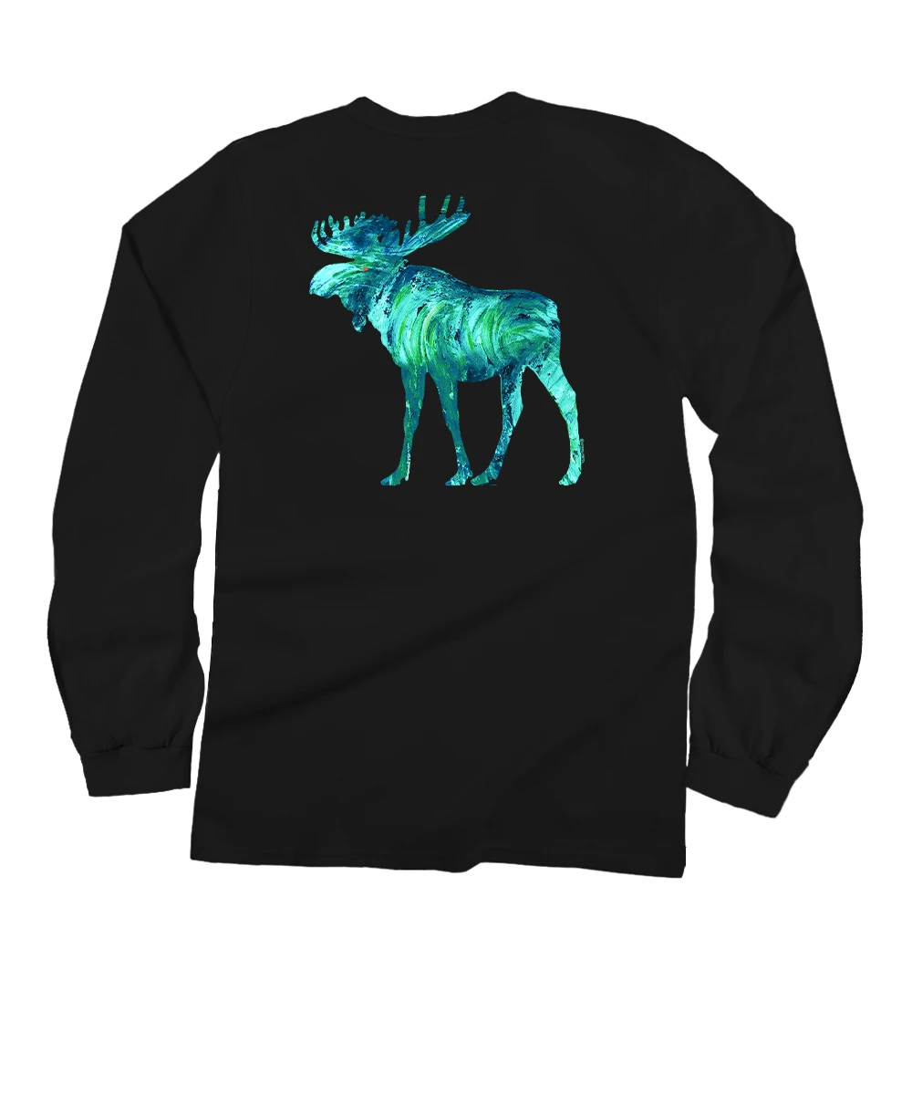 Mooooose - Black Long Sleeve Crewneck T-Shirt 1 Mooooose - Black Long Sleeve Crewneck T-Shirt