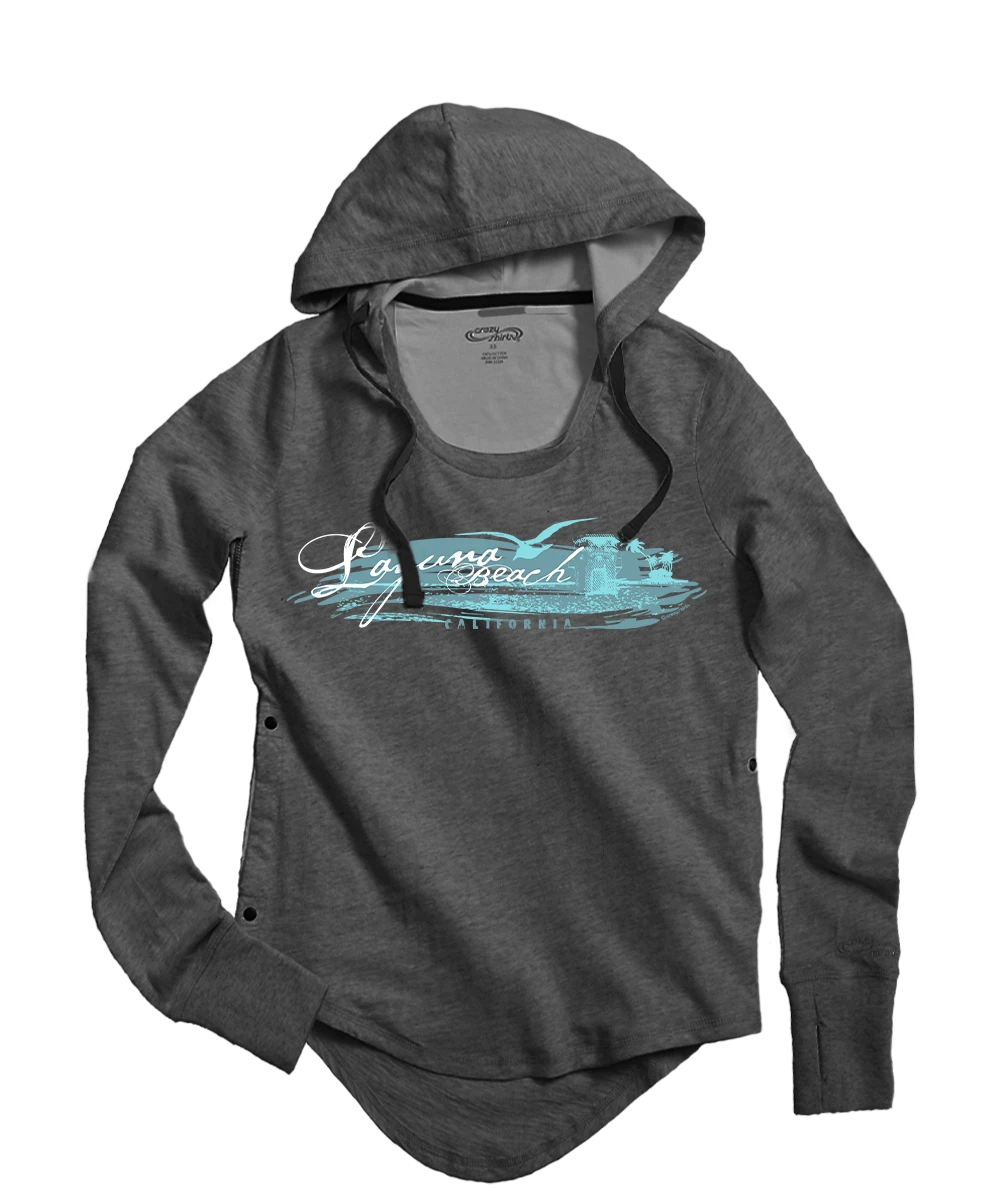 Naturally Laguna - Gray Heather Long Sleeve Harmony Hooded T 1 Naturally Laguna - Gray Heather Long Sleeve Harmony Hooded T