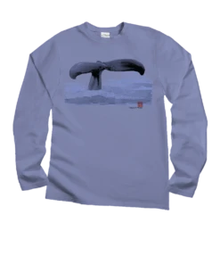 Wyland® Whale Tail Brushed - Lavender Dyed Long Sleeve Crewneck T-Shirt