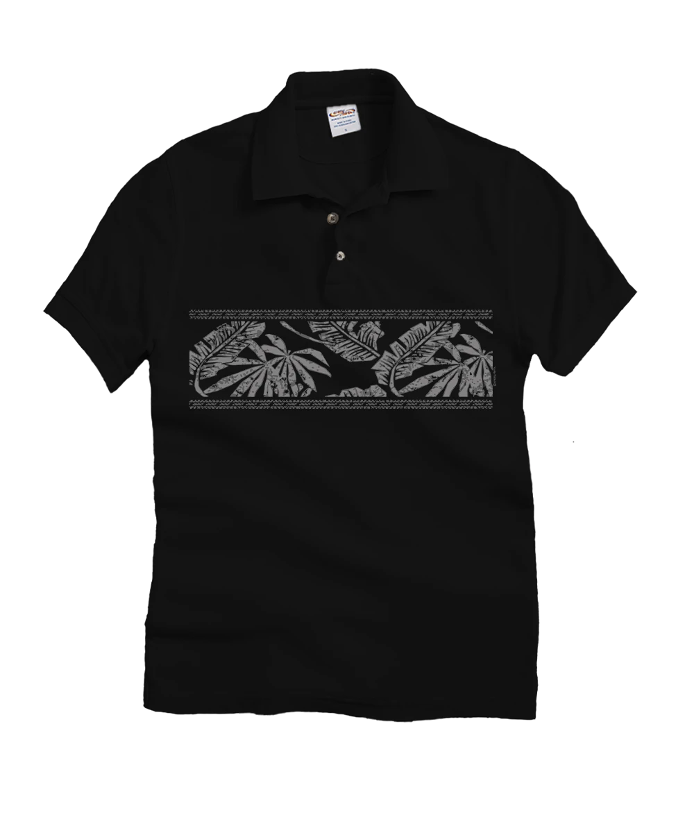 Island Band - Black Short Sleeve Oceanfront Polo Shirt 1 Island Band - Black Short Sleeve Oceanfront Polo Shirt