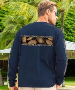 Hawaiian Paddle Band - Navy Long Sleeve Crewneck T-Shirt -Crazy Shirts Sale Store 2014839 1A