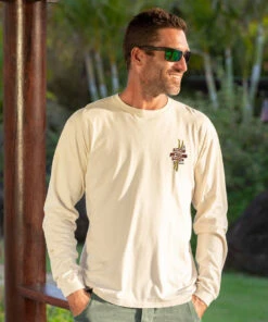 Pray For Snow Ski - Coconut Dyed Long Sleeve Crewneck T-Shirt -Crazy Shirts Sale Store 2014944 1A