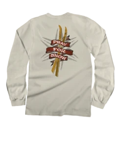 Pray For Snow Ski - Coconut Dyed Long Sleeve Crewneck T-Shirt