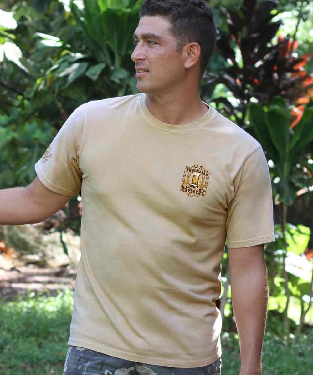 Save Water - Beer Dyed Short Sleeve Crewneck T-Shirt 3 Save Water - Beer Dyed Short Sleeve Crewneck T-Shirt - Image 3