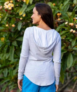 Paradise In Pink - White Gray Heather Long Sleeve Harmony Hooded T -Crazy Shirts Sale Store 2015223 1A