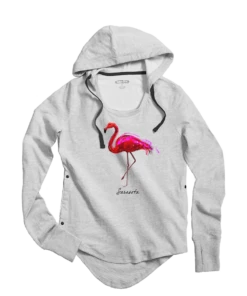 Paradise In Pink - White Gray Heather Long Sleeve Harmony Hooded T