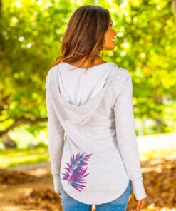 Club Logo - White Gray Heather Long Sleeve Harmony Hooded T -Crazy Shirts Sale Store 2015248 1A