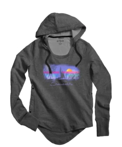 Sunsets And Sailboats - Gray Heather Long Sleeve Harmony Hooded T