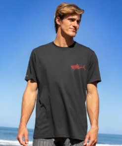 Red Shark - Jet Black Short Sleeve Pima T-Shirt 6 Red Shark - Jet Black Short Sleeve Pima T-Shirt -Crazy Shirts Sale Store 2015406 1A