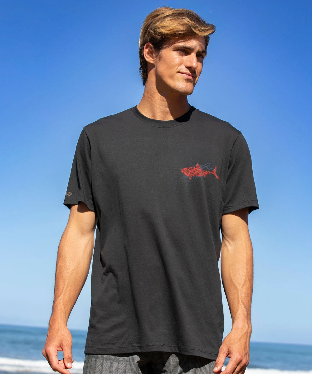 Red Shark - Jet Black Short Sleeve Pima T-Shirt 3 Red Shark - Jet Black Short Sleeve Pima T-Shirt - Image 3