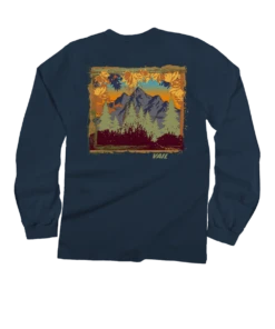 Fall Mountain - Navy Long Sleeve Crewneck T-Shirt