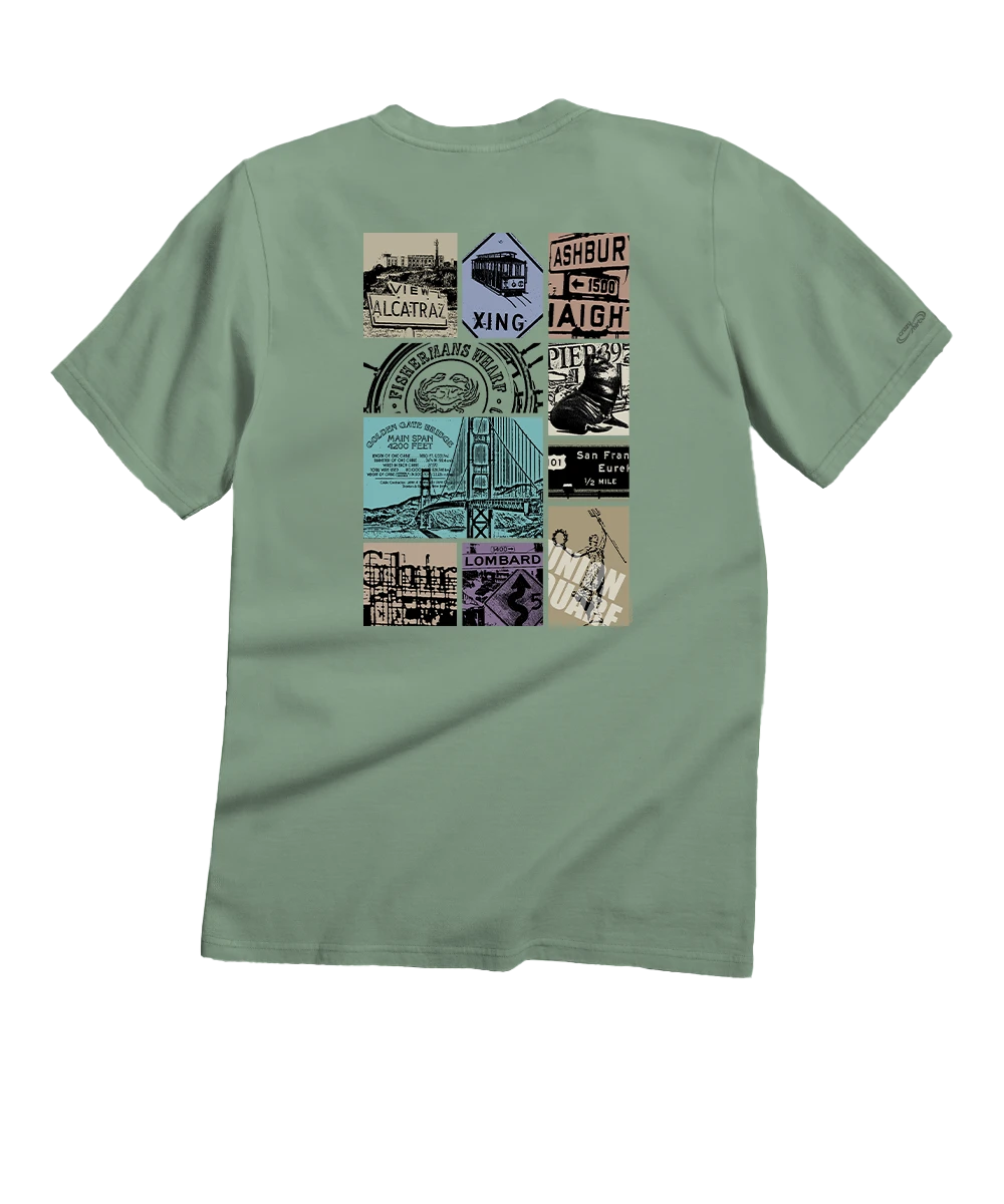 San Francisco Signs - Seaglass Short Sleeve Crewneck T-Shirt 1 San Francisco Signs - Seaglass Short Sleeve Crewneck T-Shirt
