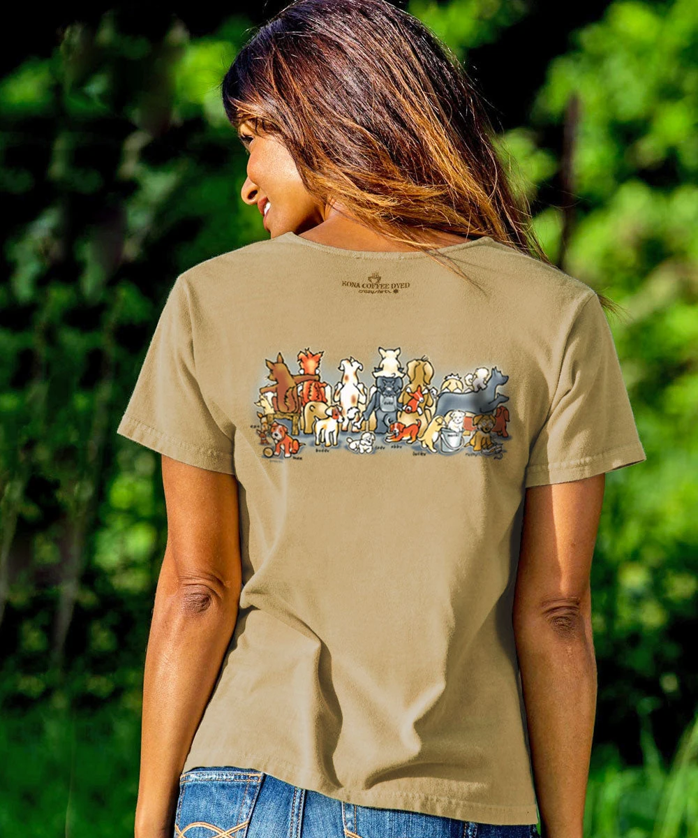 Picket Fence Pooches - Kona Coffee Dyed Short Sleeve Scoop Neck T-Shirt 3 Picket Fence Pooches - Kona Coffee Dyed Short Sleeve Scoop Neck T-Shirt - Image 3