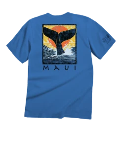 Whale Fluke Block - Blue Hawaii Dyed Short Sleeve Crewneck T-Shirt
