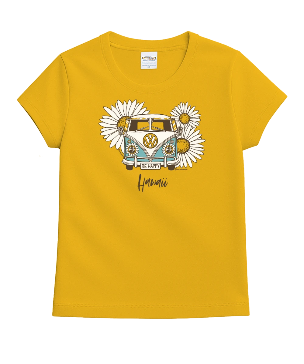 Volkswagen Be Happy - Pineapple Dyed Short Sleeve Crewneck T-Shirt 1 Volkswagen Be Happy - Pineapple Dyed Short Sleeve Crewneck T-Shirt