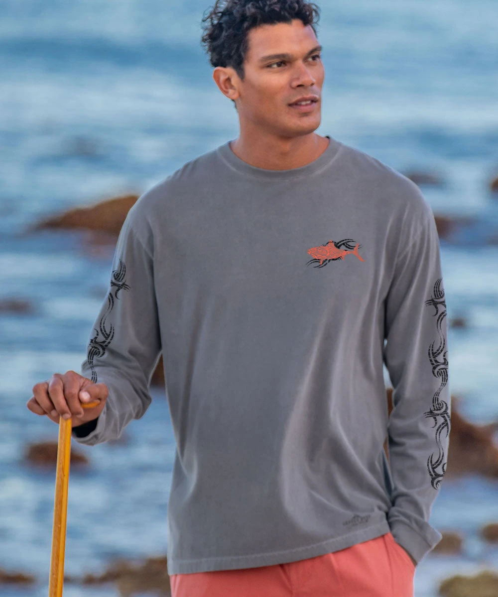 Red Shark - Crater Dyed® Long Sleeve Crewneck T-Shirt 2 Red Shark - Crater Dyed® Long Sleeve Crewneck T-Shirt - Image 2