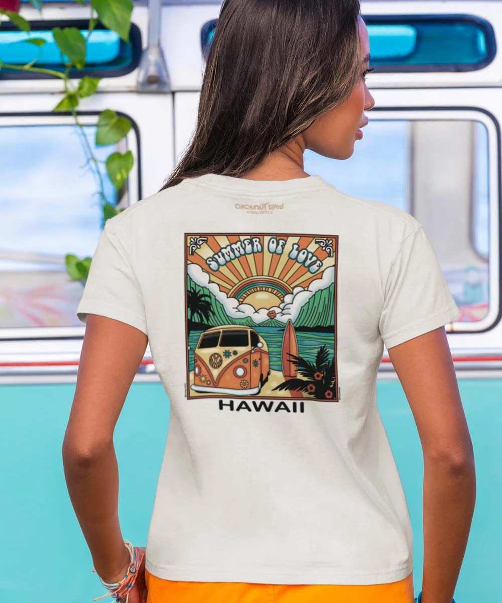 Volkswagen Summer Of Love Scenic - Coconut Dyed Short Sleeve Crewneck T-Shirt 2 Volkswagen Summer Of Love Scenic - Coconut Dyed Short Sleeve Crewneck T-Shirt - Image 2