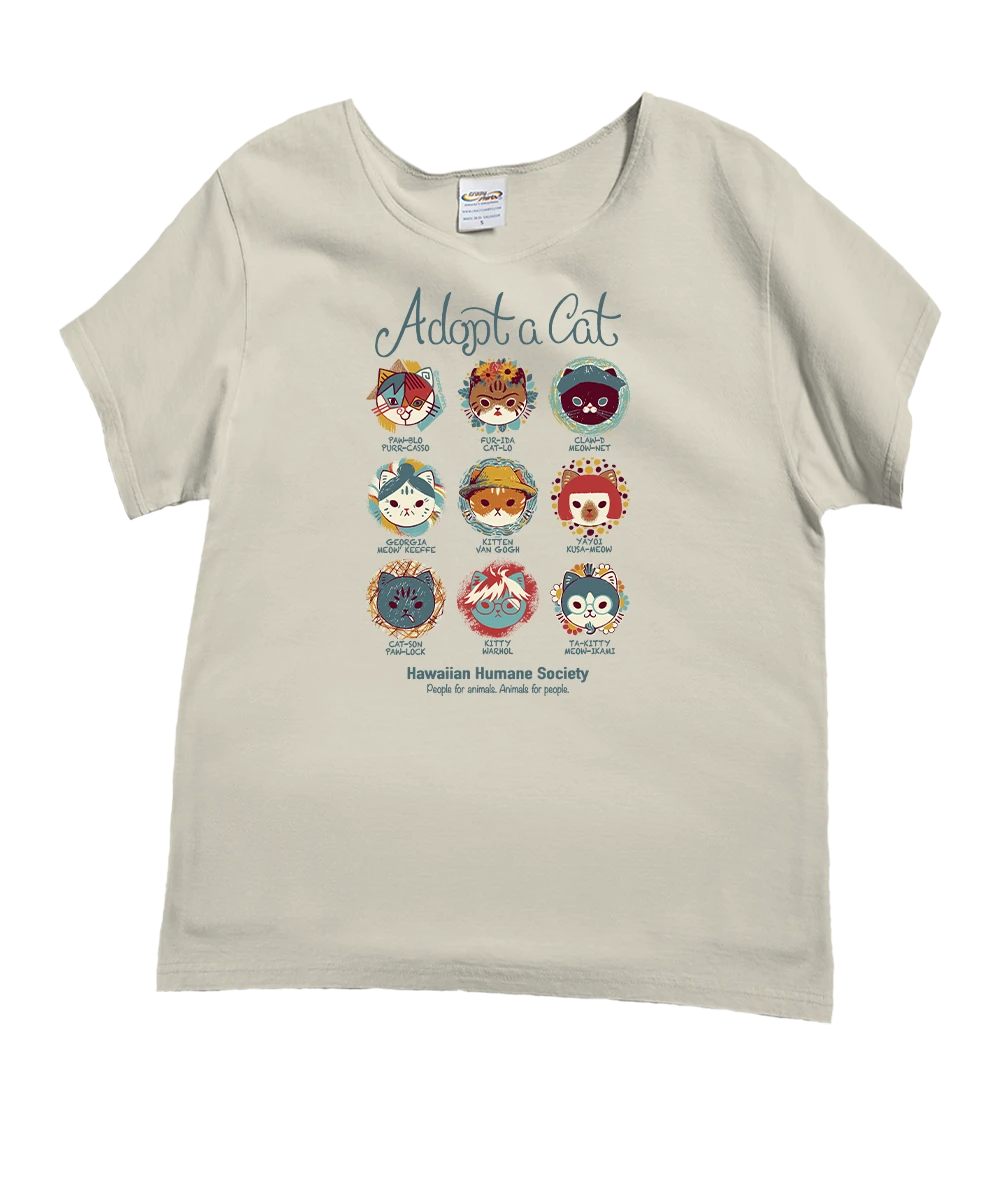 Hawaiian Humane Society Cat Creatives - Coconut Dyed Short Sleeve Scoop Neck T-Shirt 1 Hawaiian Humane Society Cat Creatives - Coconut Dyed Short Sleeve Scoop Neck T-Shirt