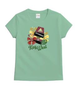 Key West Buoy Hibiscus - Key Lime Dyed Short Sleeve Crewneck T-Shirt