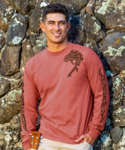 Shark Slayer Legend - Chile Dyed Long Sleeve Crewneck T-Shirt -Crazy Shirts Sale Store 2016553 1A