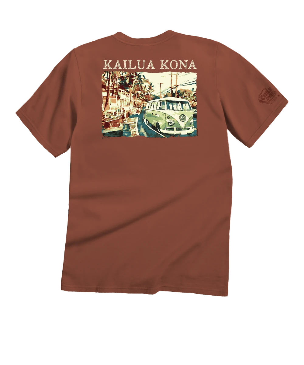 Volkswagen Van Kailua Kona - Chile Dyed Short Sleeve Crewneck T-Shirt 1 Volkswagen Van Kailua Kona - Chile Dyed Short Sleeve Crewneck T-Shirt