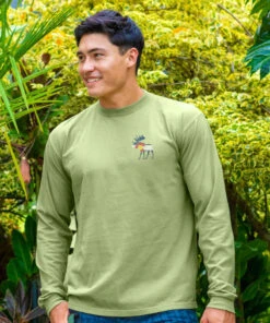 My Type Of Moose - Hemp Dyed Long Sleeve Crewneck T-Shirt -Crazy Shirts Sale Store 2016694 1A