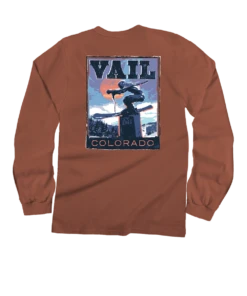 The Skier Monument - Chile Dyed Long Sleeve Crewneck T-Shirt