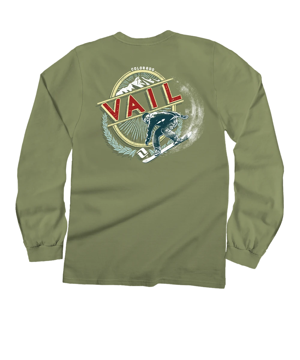 Vail Resort Snowboards - Hemp Dyed Long Sleeve Crewneck T-Shirt 1 Vail Resort Snowboards - Hemp Dyed Long Sleeve Crewneck T-Shirt